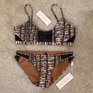 Issa de' mar Brown and Black Bikini Set